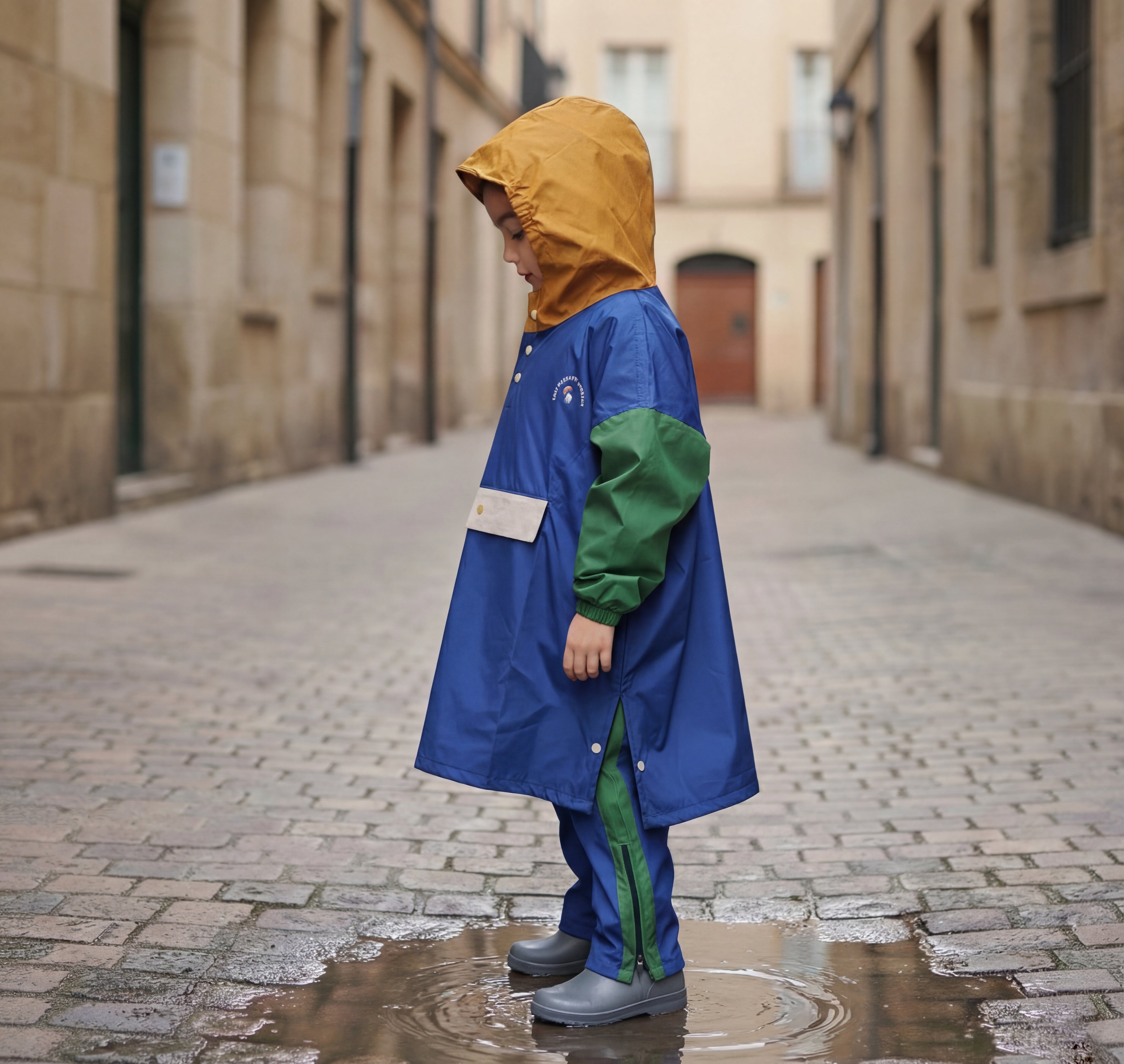 Poncho long Ash Blue Kids