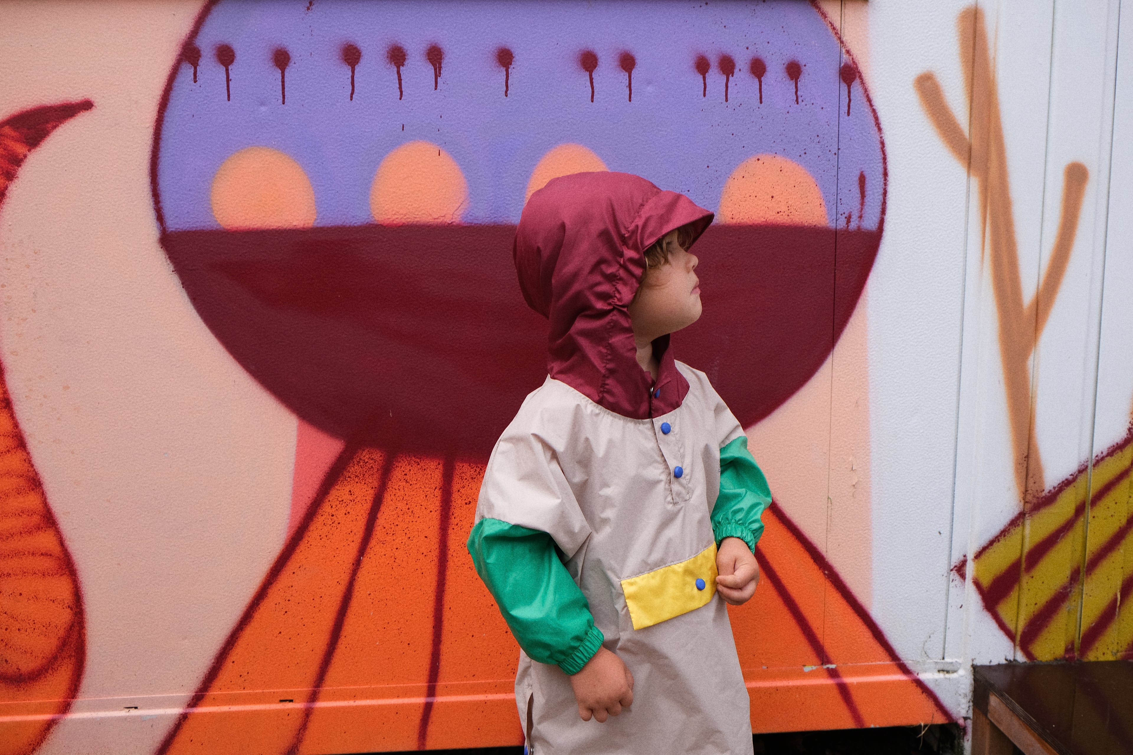 Poncho long Capuche Bordeaux Kids