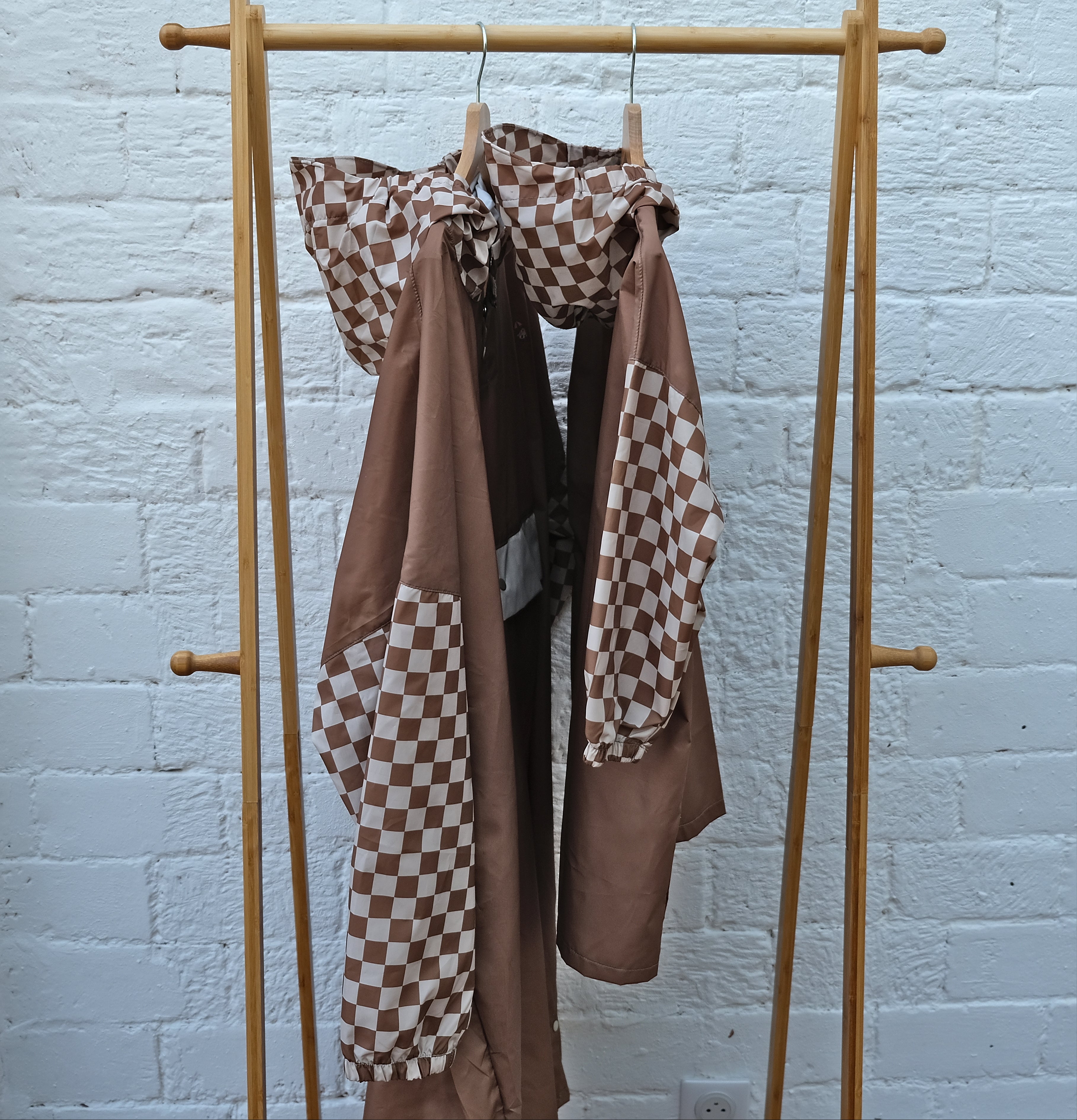 Poncho long Damier Marron