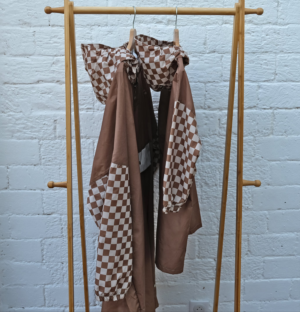 Poncho long Damier Marron Kids