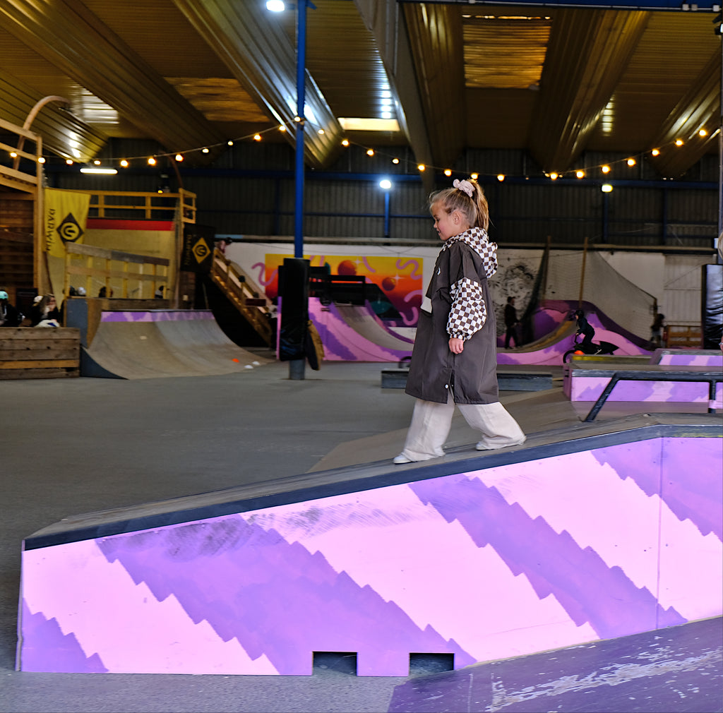 Poncho long Damiers kaki Kids