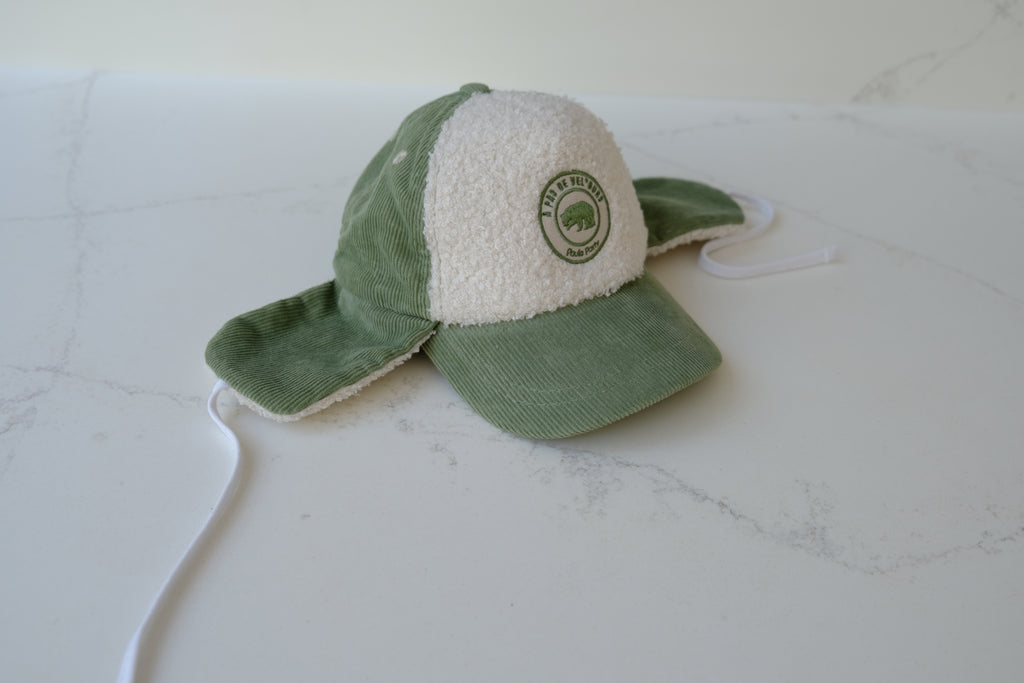 Casquette velours Green Cocooning avec cache-oreilles
