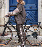 Poncho court Damier Kaki