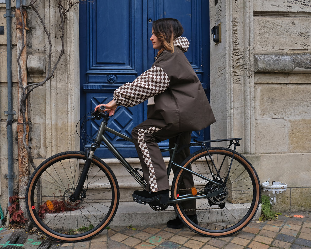 Poncho court Damier Kaki