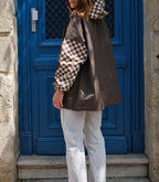 Poncho court Damier Kaki