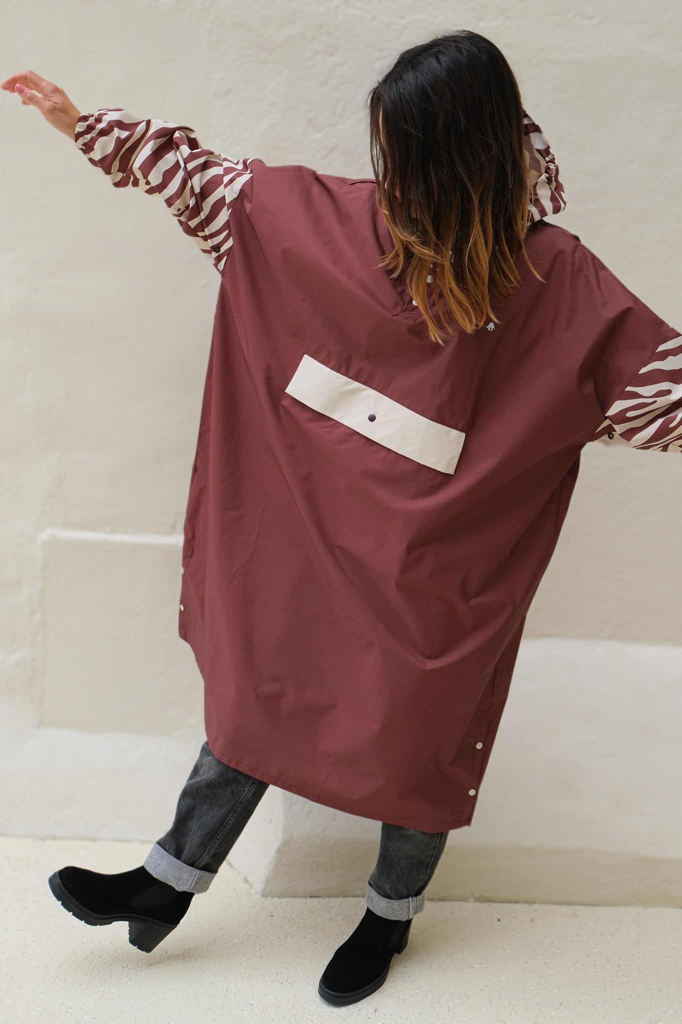 Poncho long Chocolate Zebra