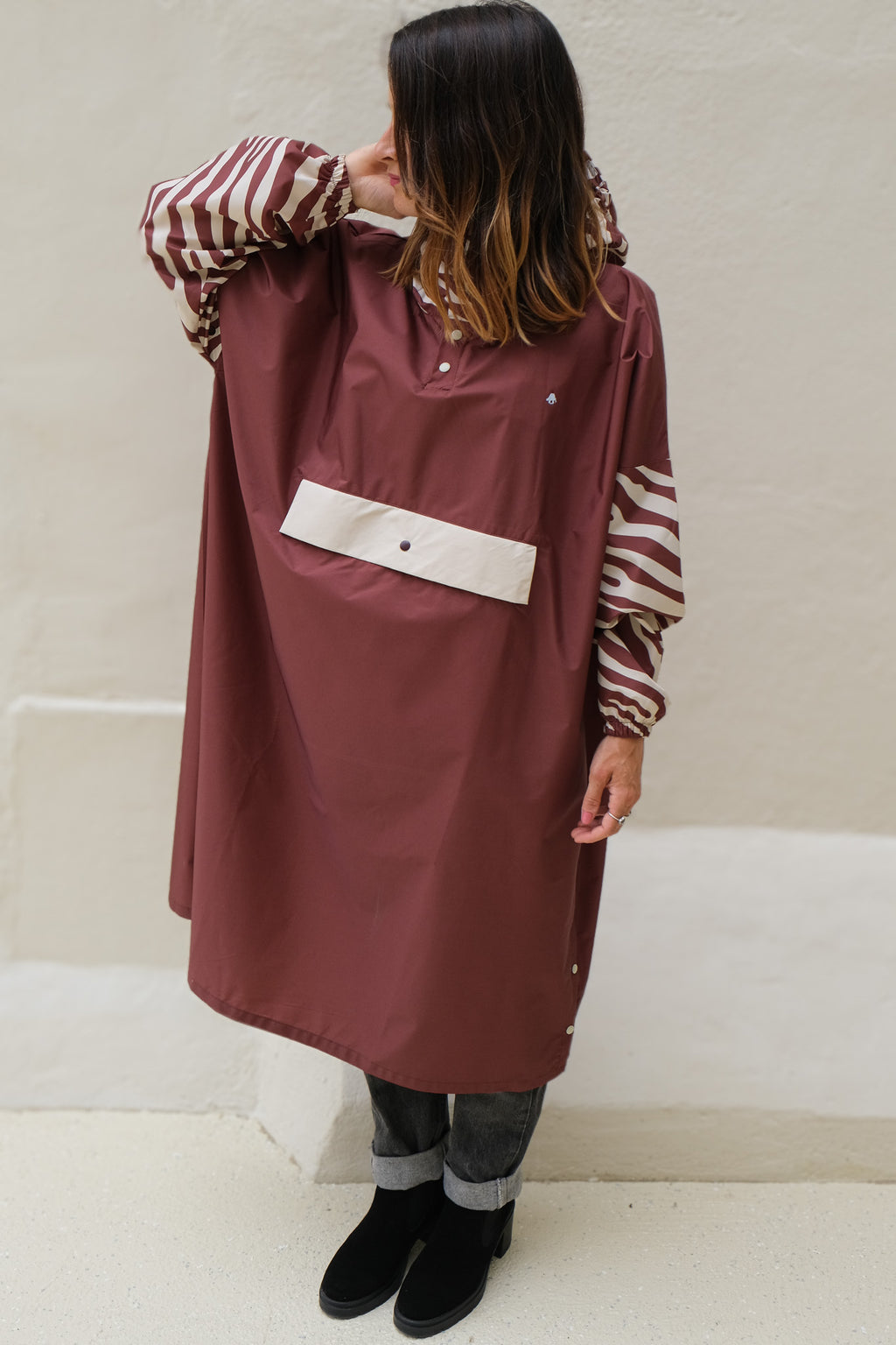 Poncho long Chocolate Zebra