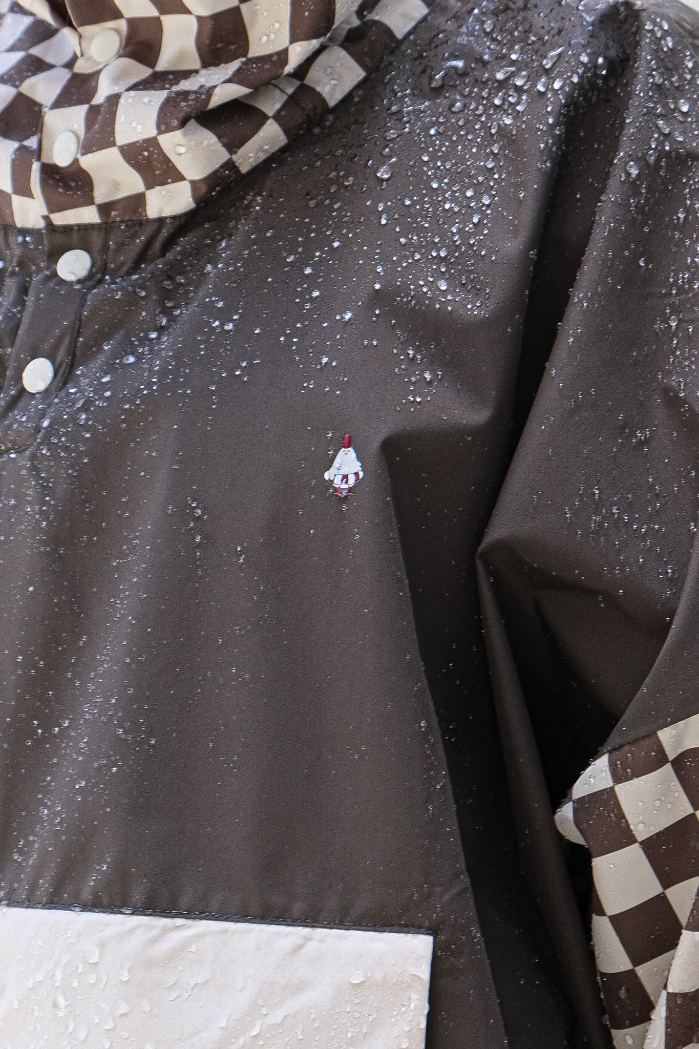 Poncho court Damier Kaki