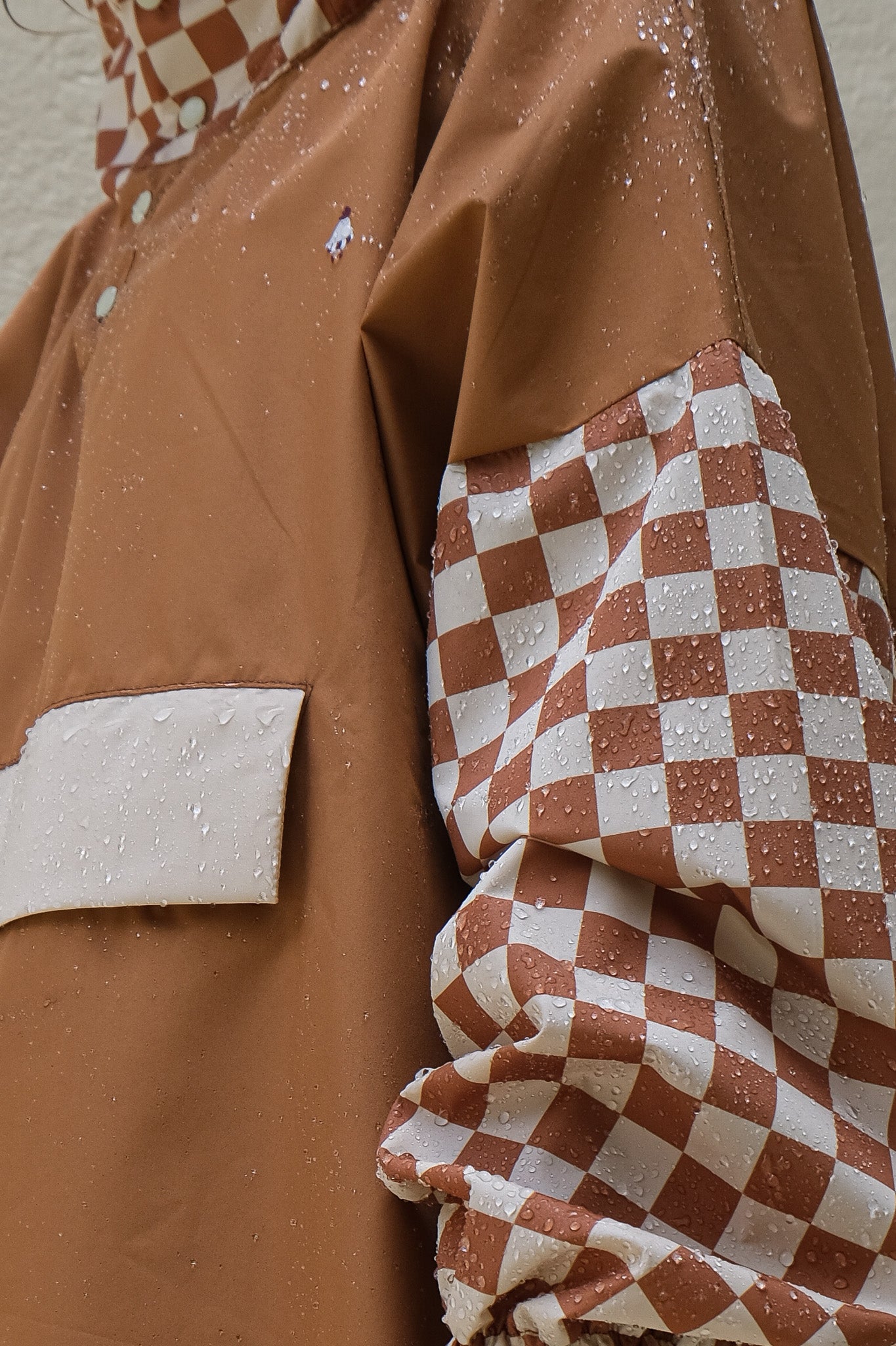 Poncho court Damier Marron