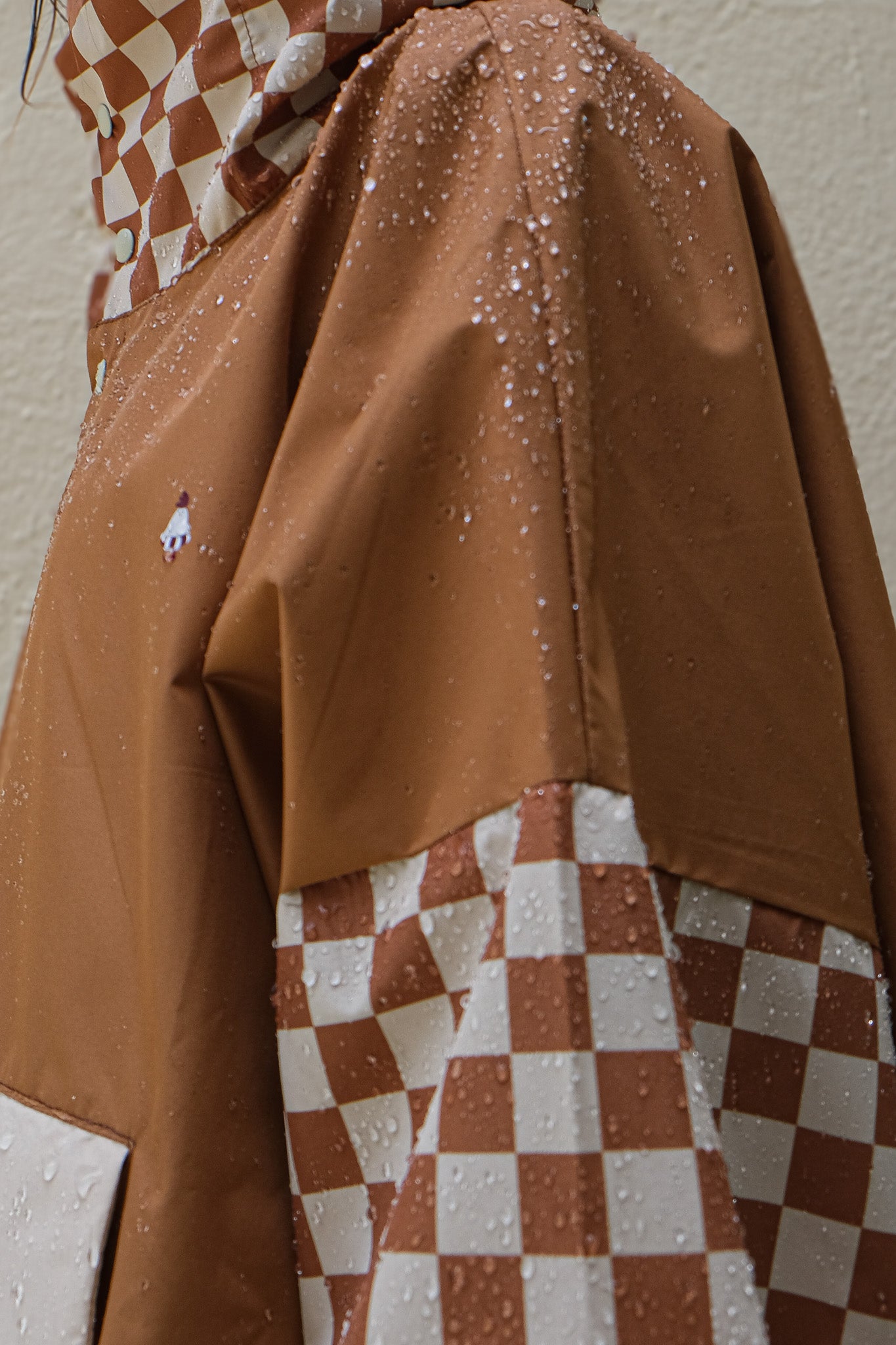 Poncho long Damier Marron