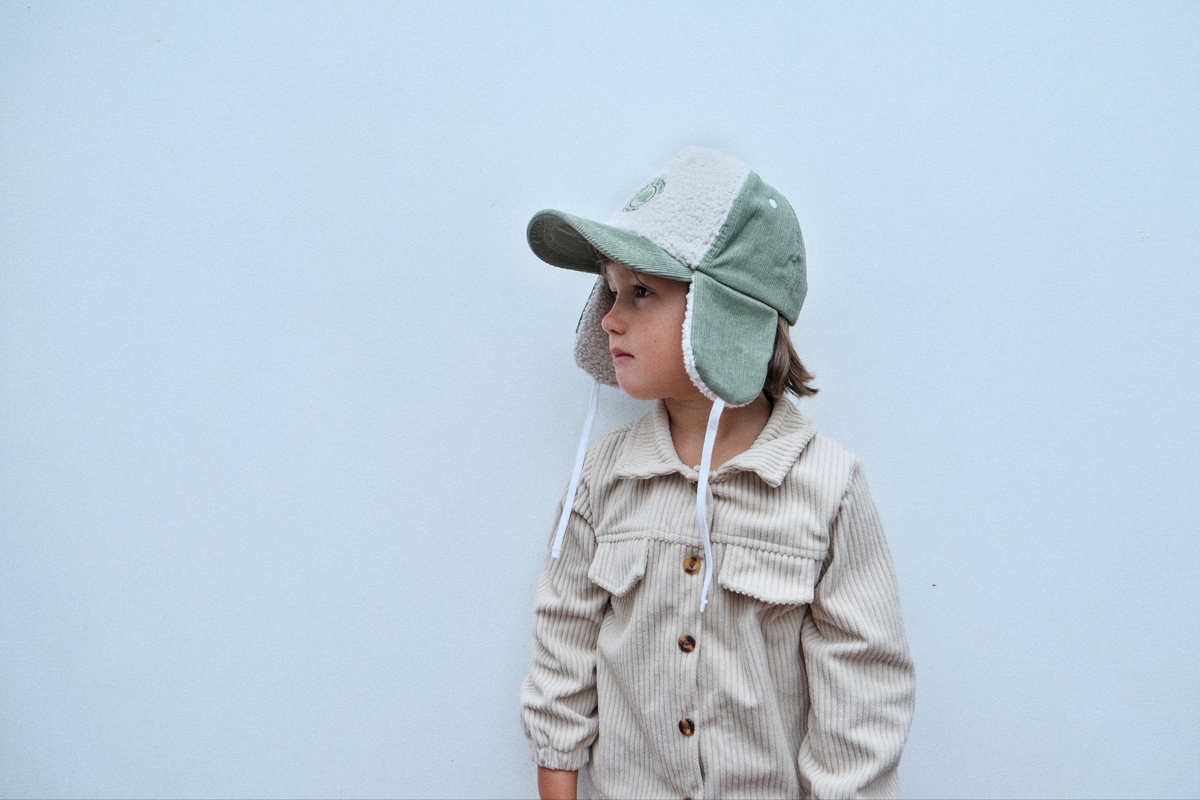 Casquette velours Green Cocooning avec cache-oreilles