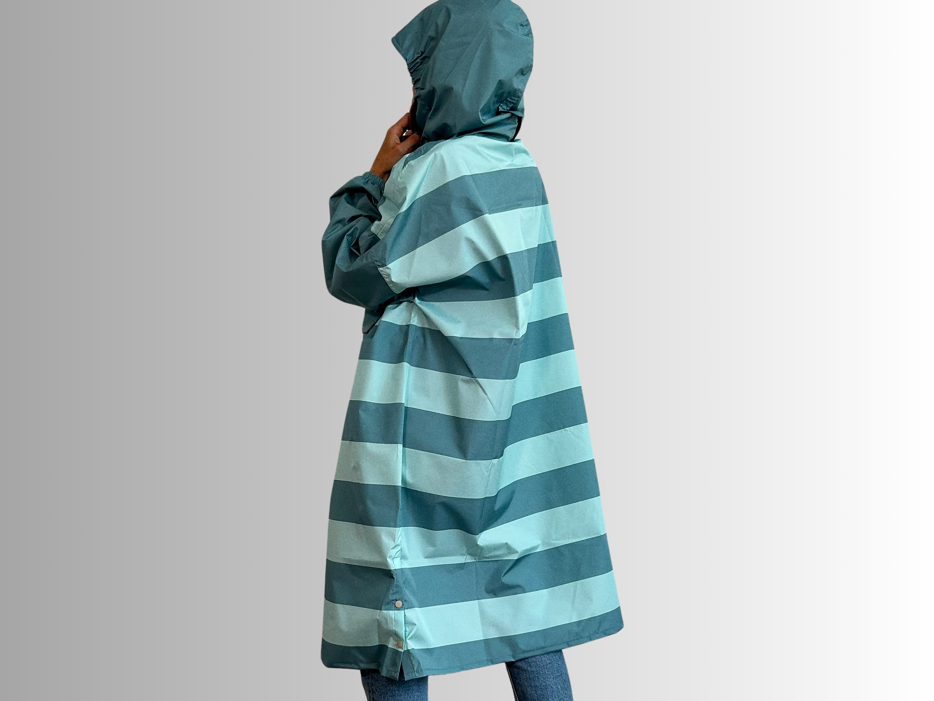 Poncho long Green Stripes