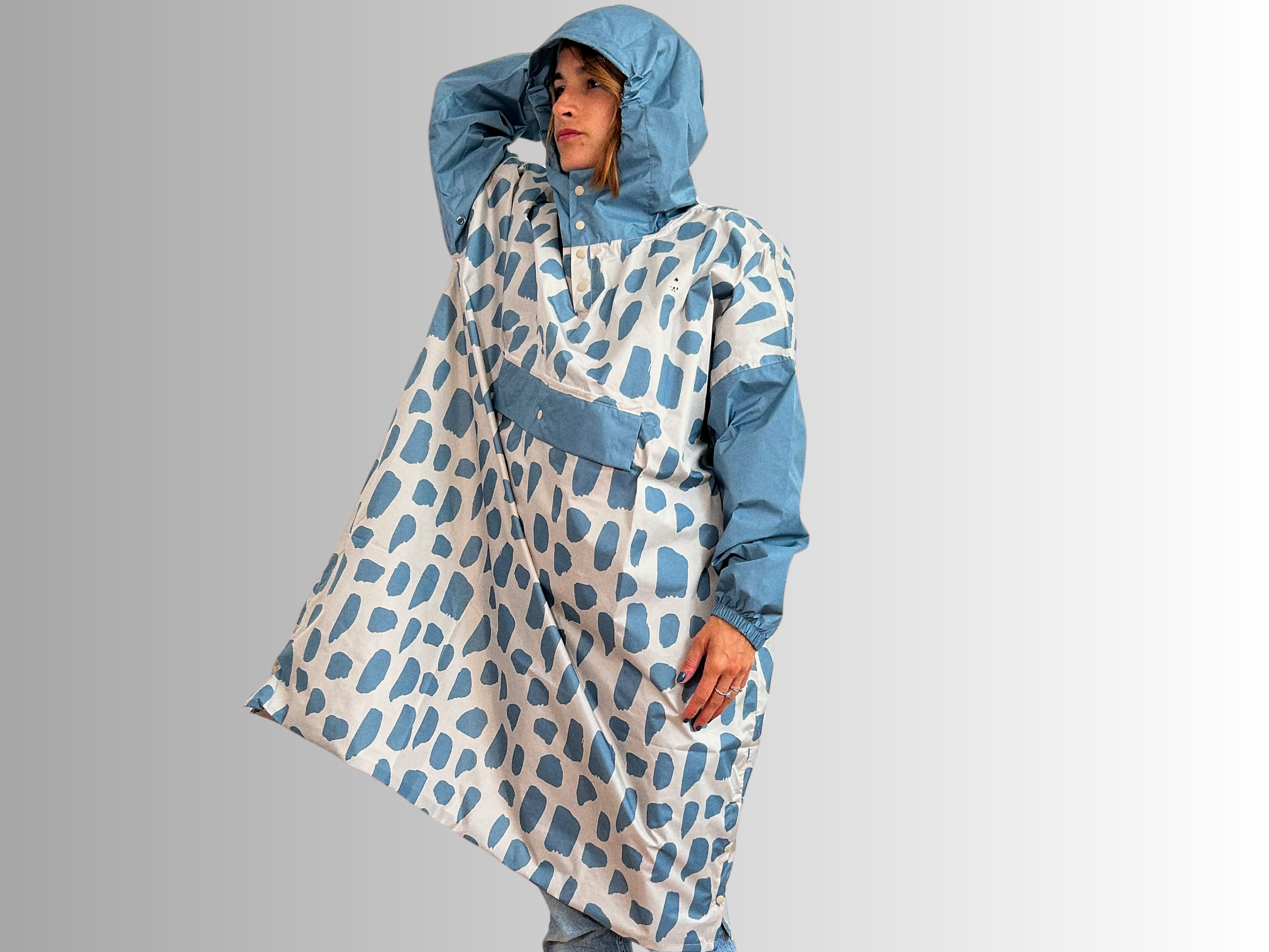 Poncho long Icy Blue