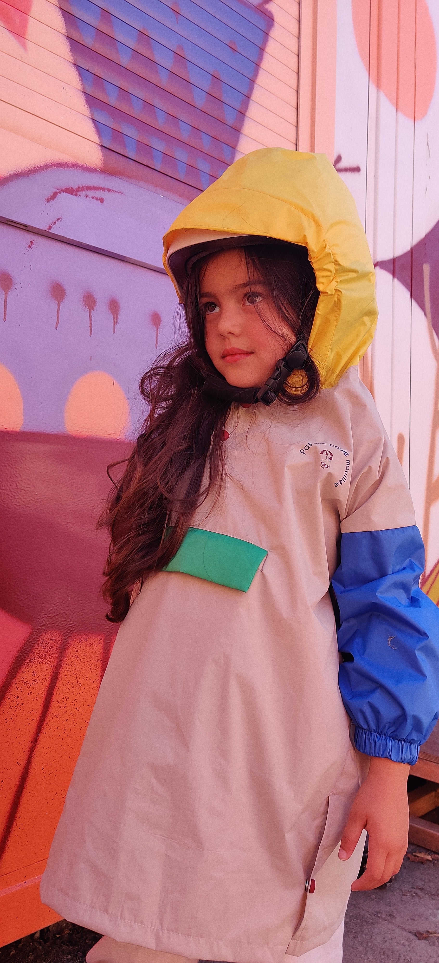 Poncho long Capuche Jaune Kids