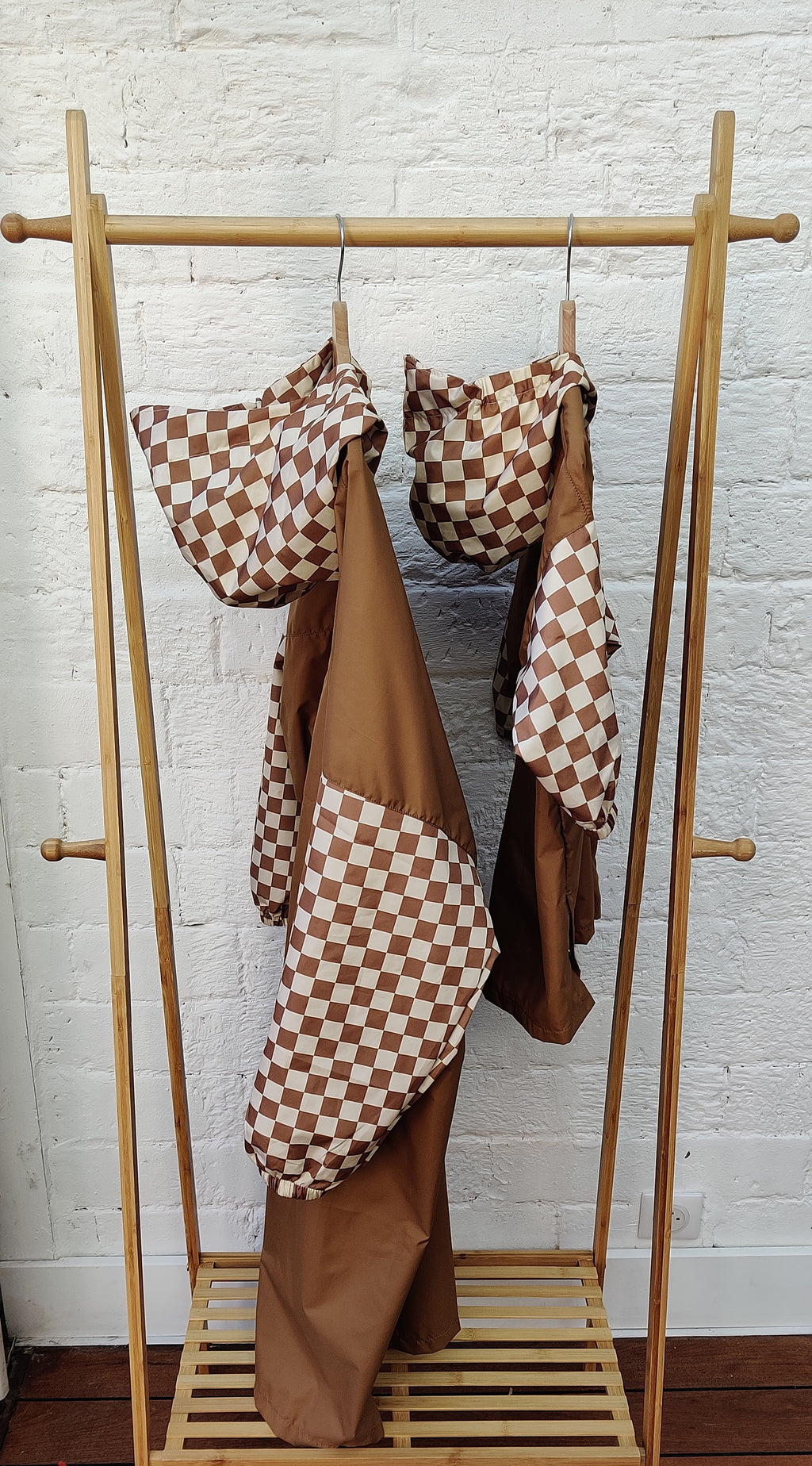 Poncho long Damier Marron Kids