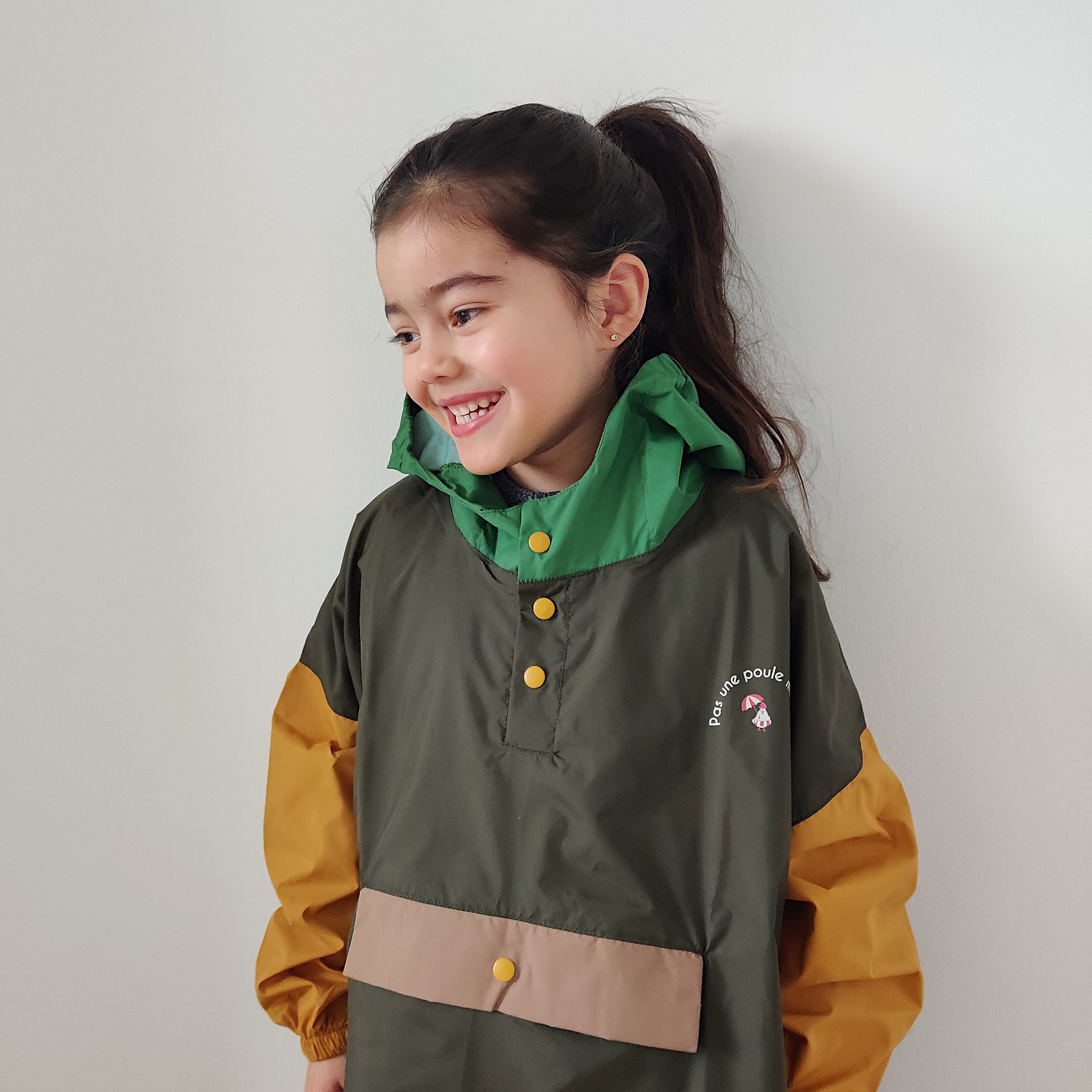 Poncho long Kaki Kids