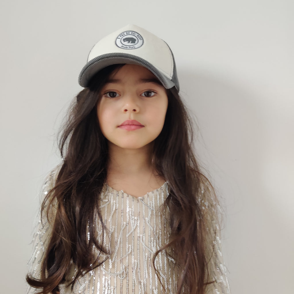 Casquette velours Pearl Grey