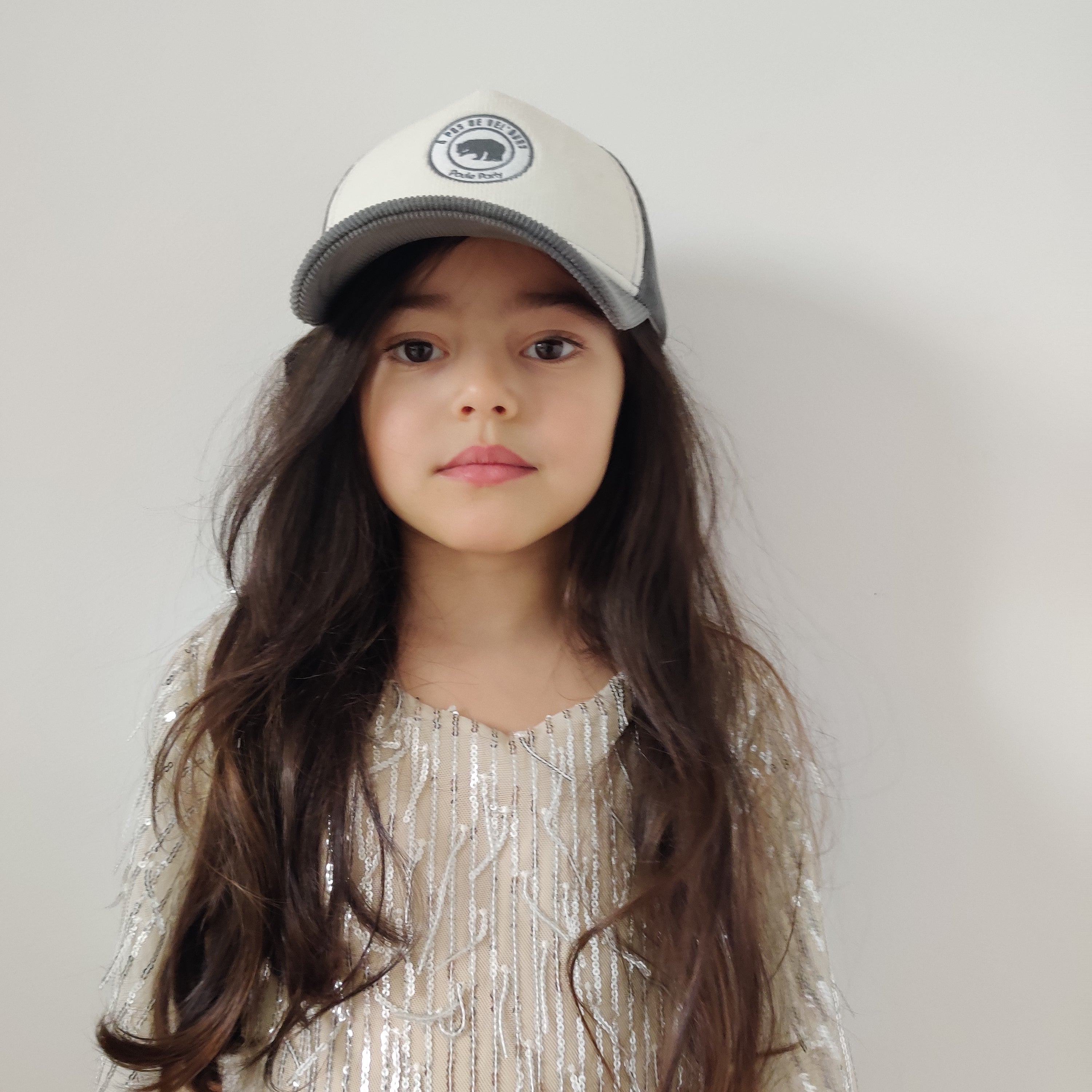 Casquette velours Pearl Grey