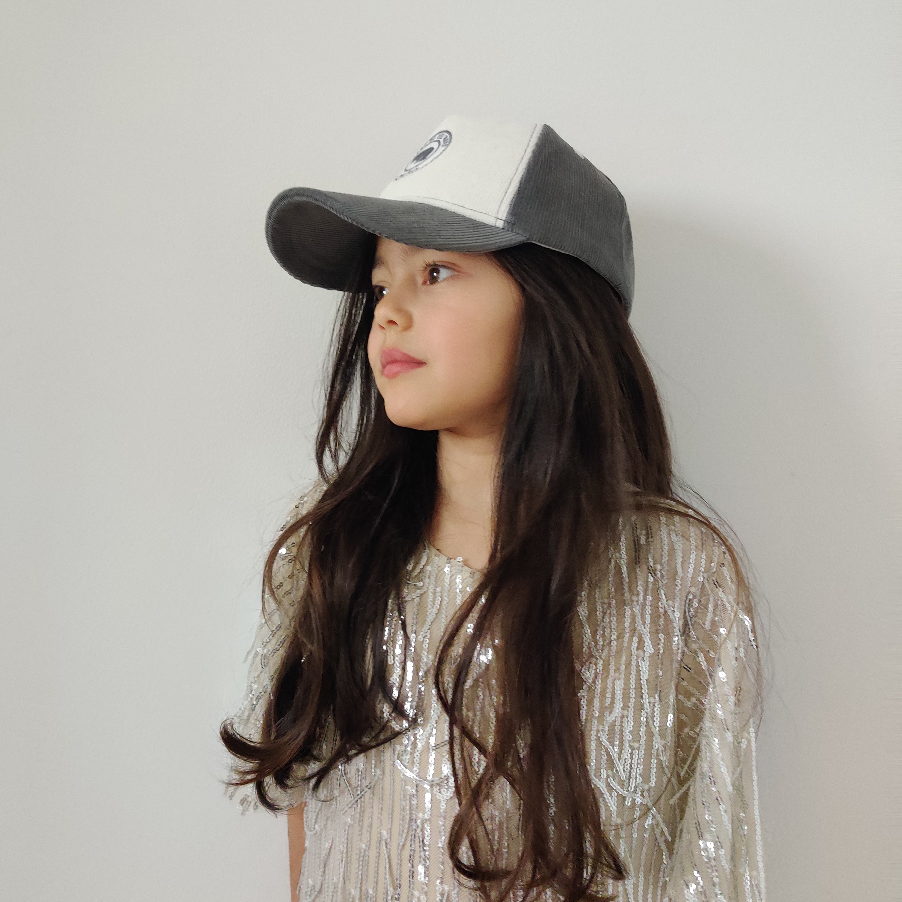 Casquette velours Pearl Grey