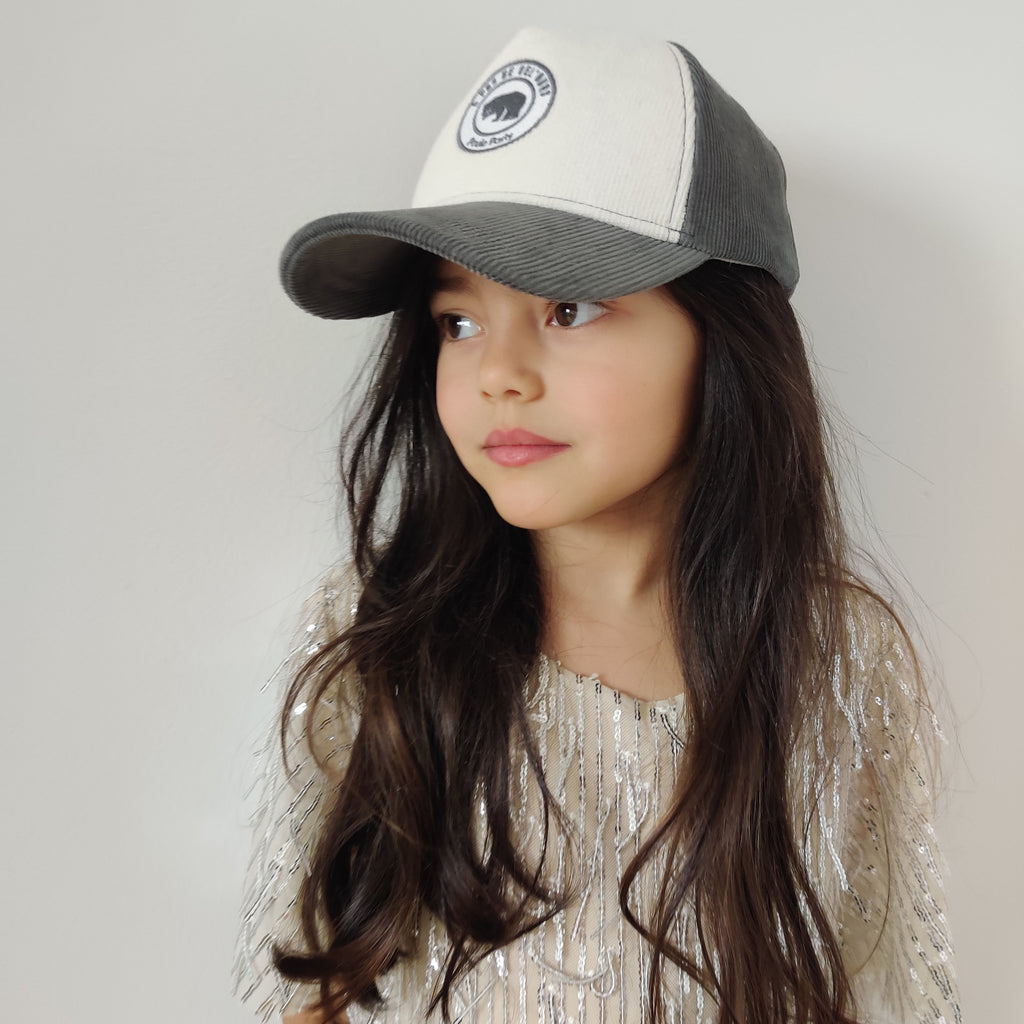 Casquette velours Pearl Grey
