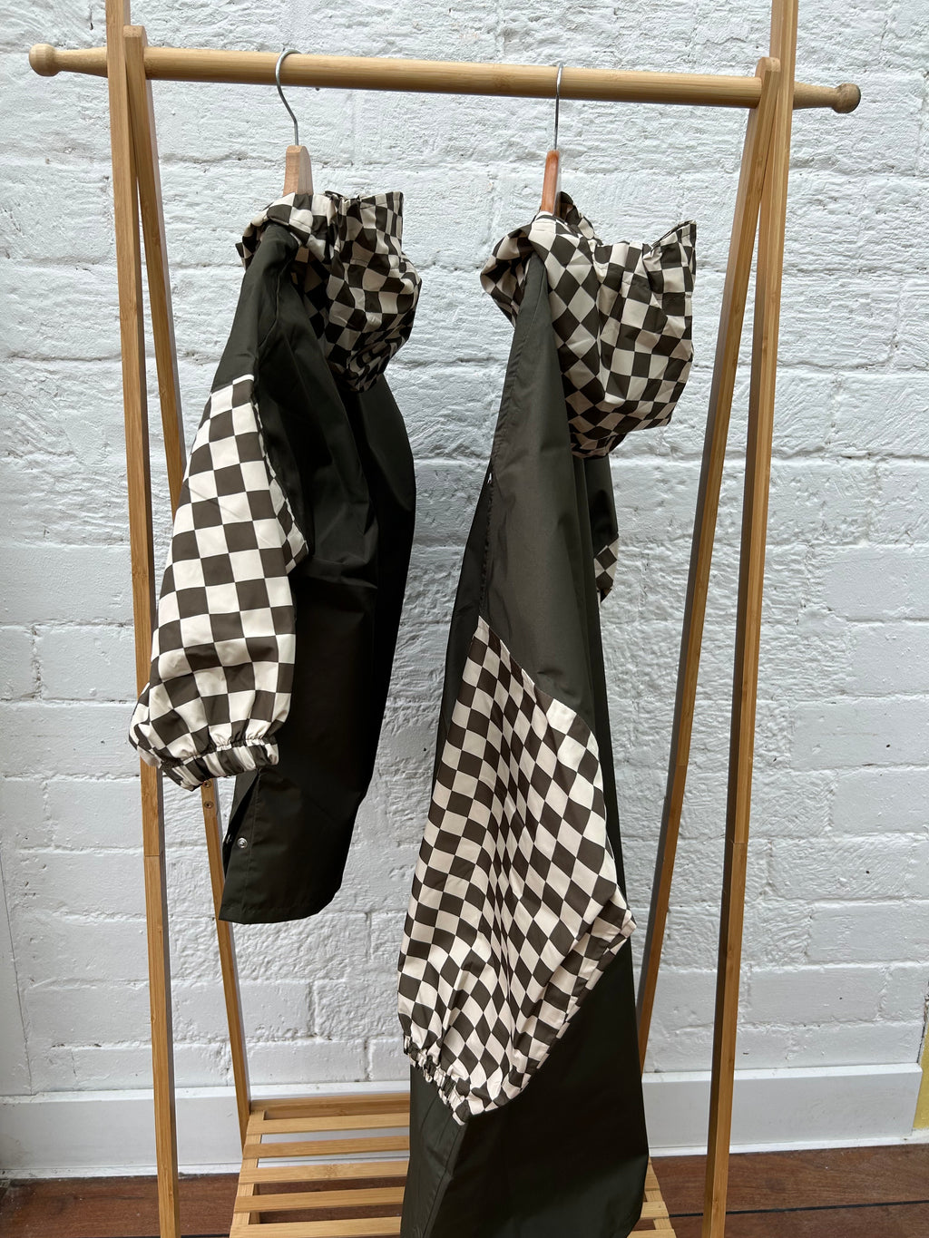 Poncho long Damiers kaki