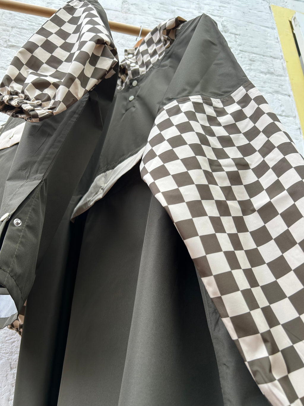 Poncho long Damiers kaki Kids