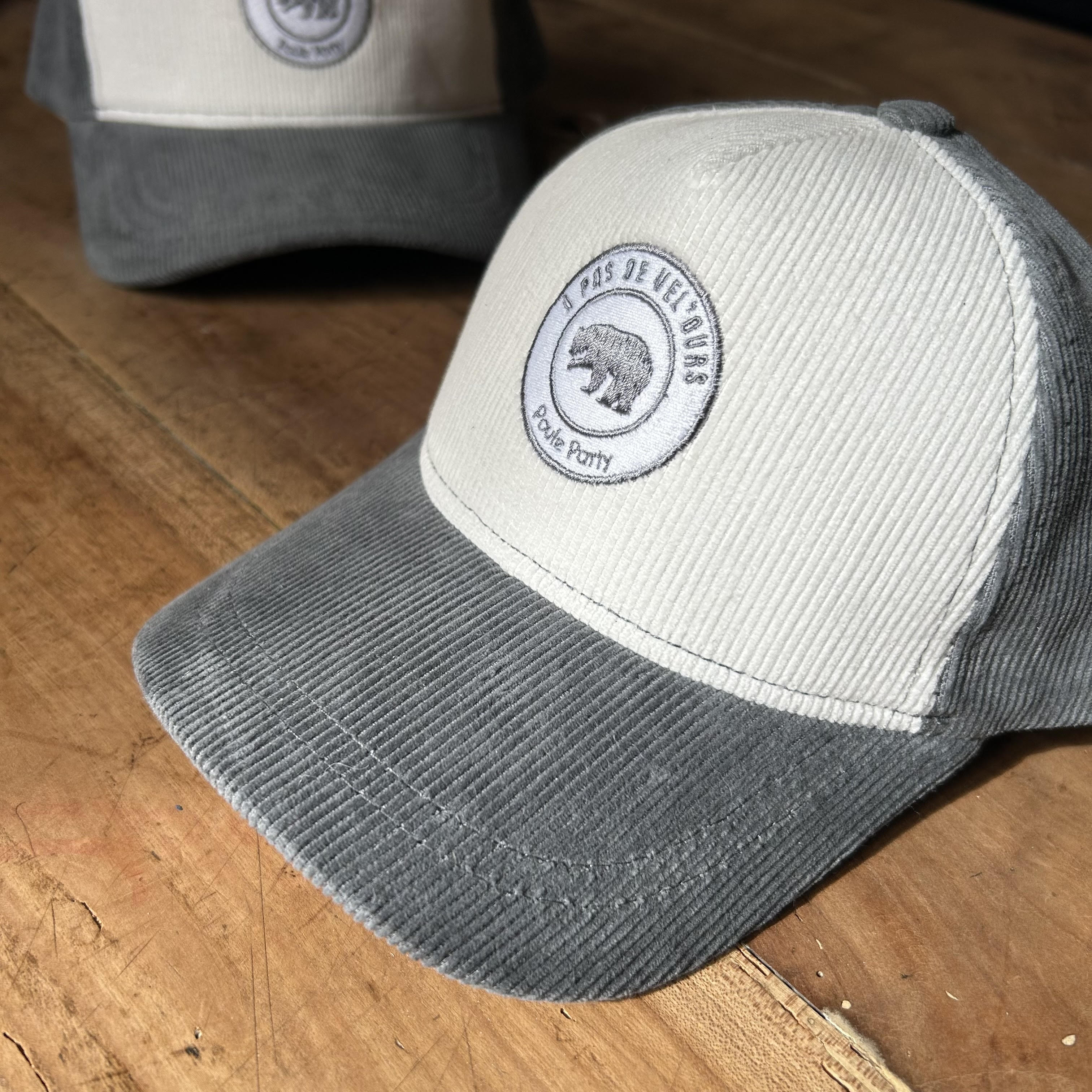 Casquette velours Pearl Grey