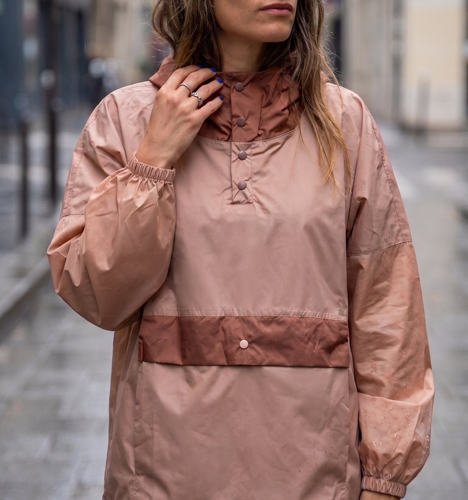 NEW - Poncho long Brown Blush