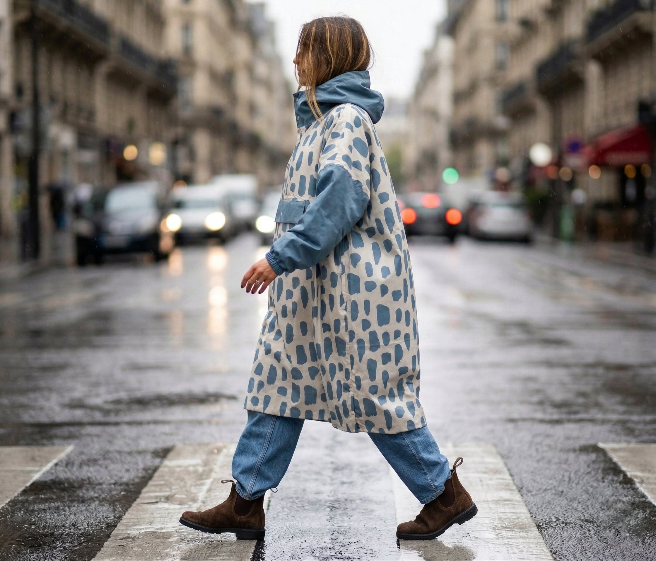 Poncho long Icy Blue