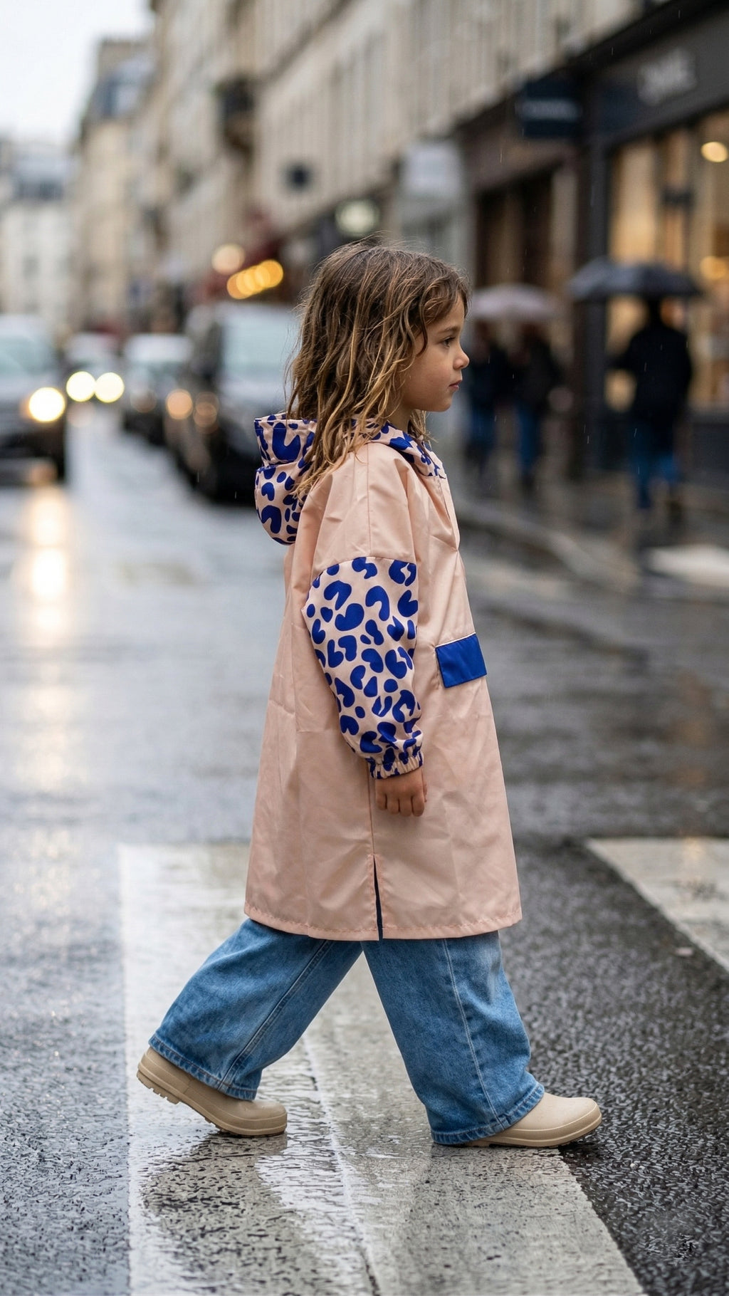 NEW - Poncho Long Blue Leo Kids