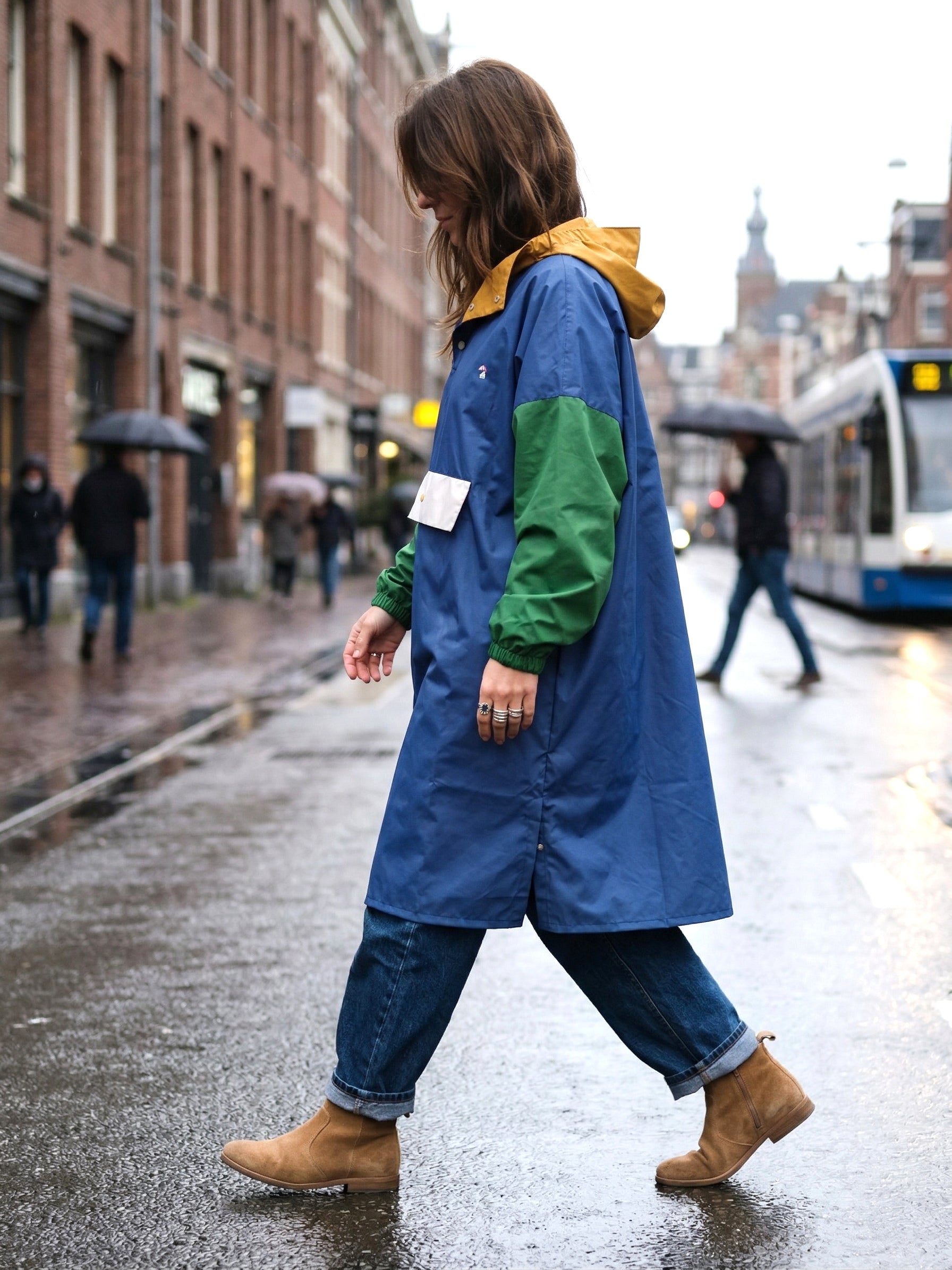 Poncho long Ash Blue