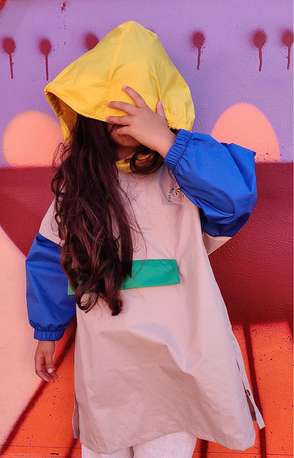 Poncho long Capuche Jaune Kids