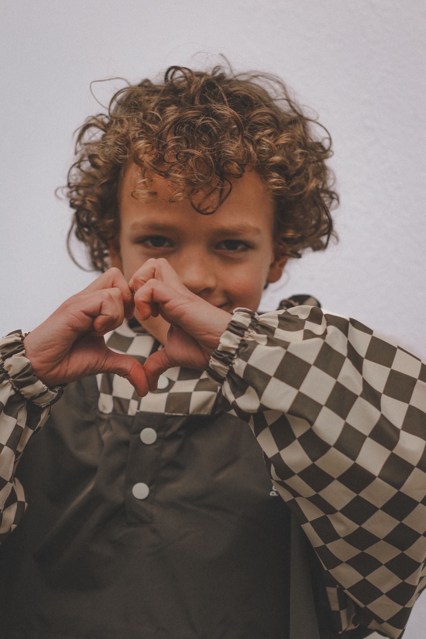 Poncho long Damiers kaki Kids