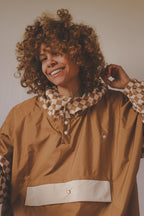 Poncho long Damier Marron