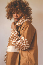 Poncho long Damier Marron
