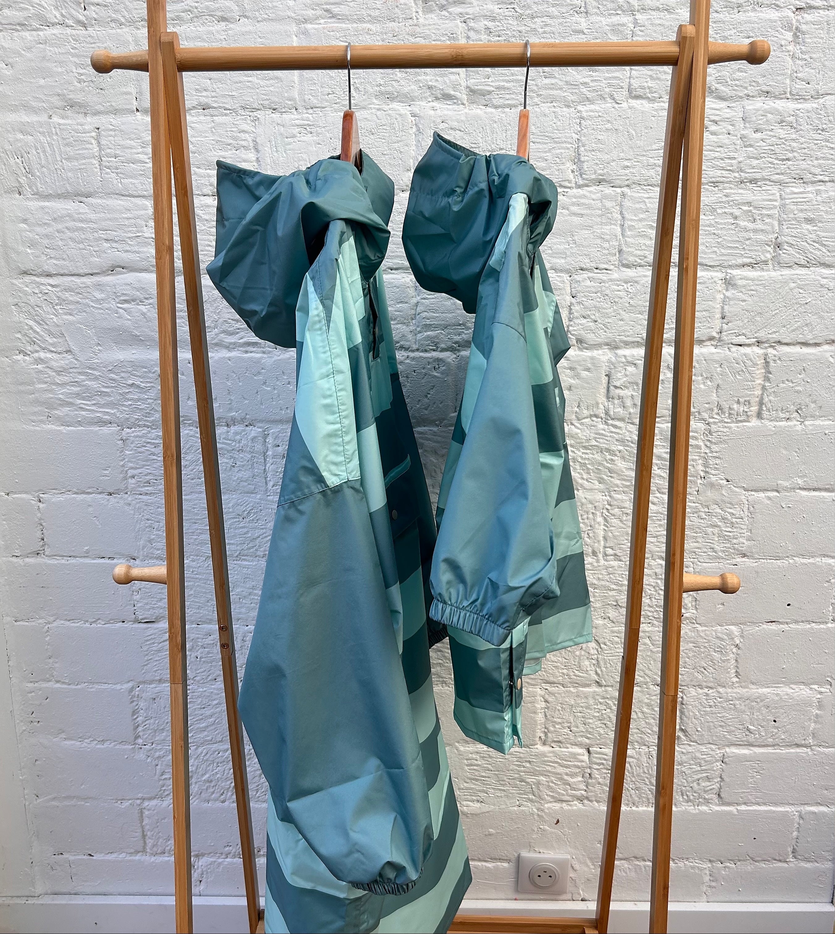 Poncho long Green Stripes
