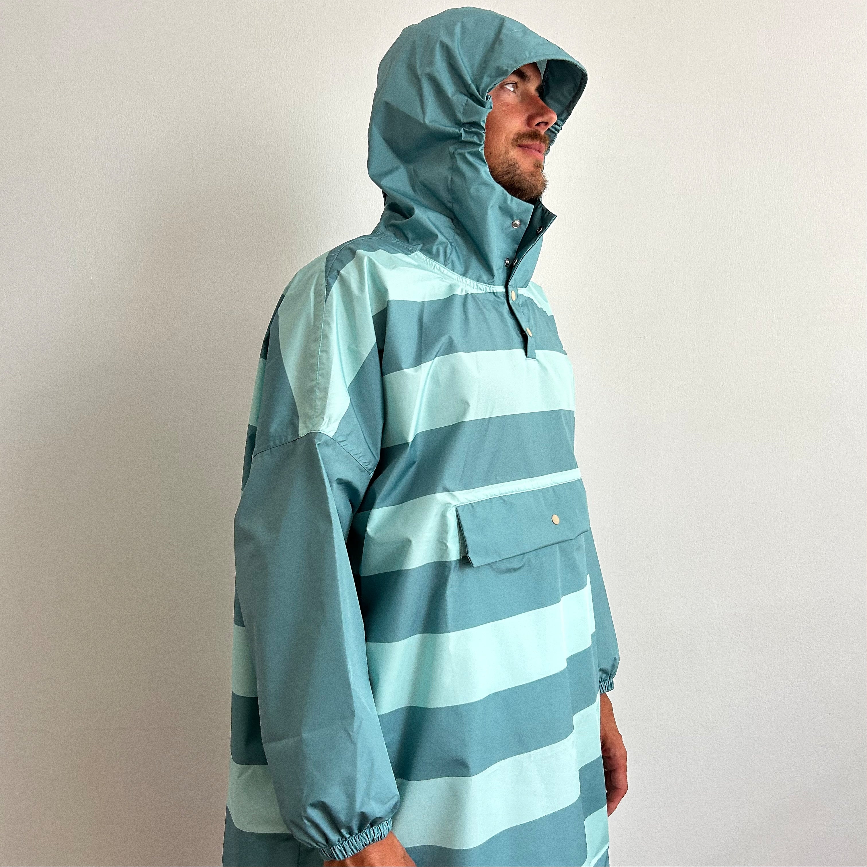 Poncho long Green Stripes