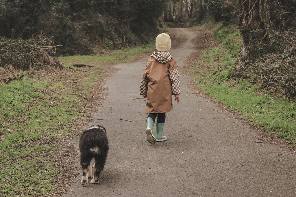Poncho long Damier Marron Kids