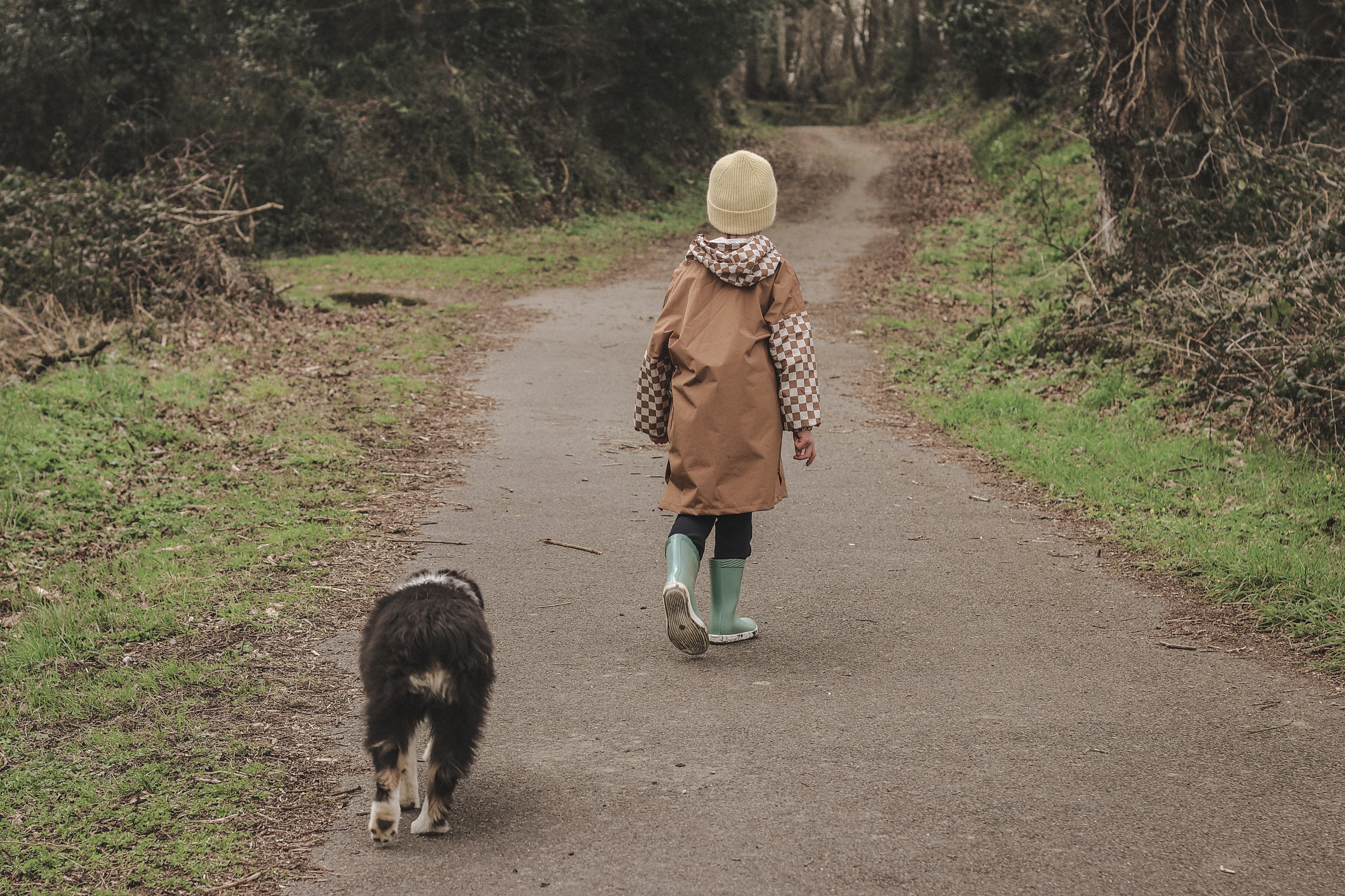 Poncho long Damier Marron Kids