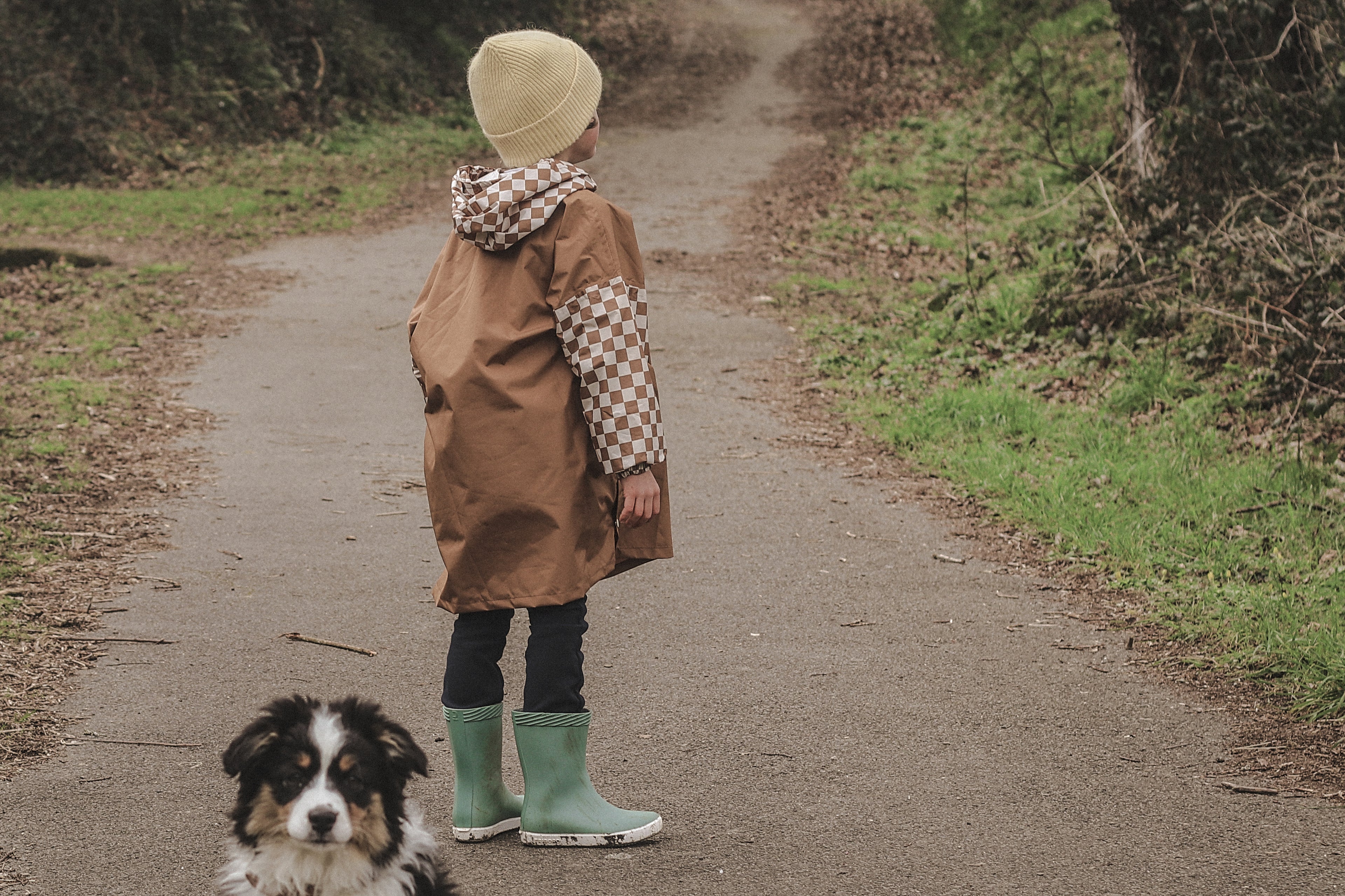 Poncho long Damier Marron Kids