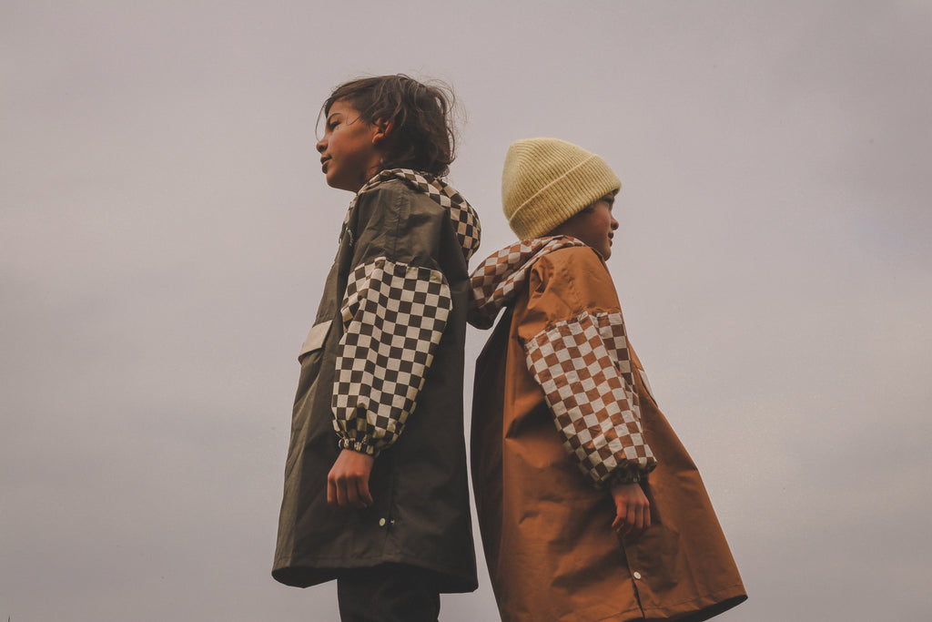 Poncho long Damier Marron