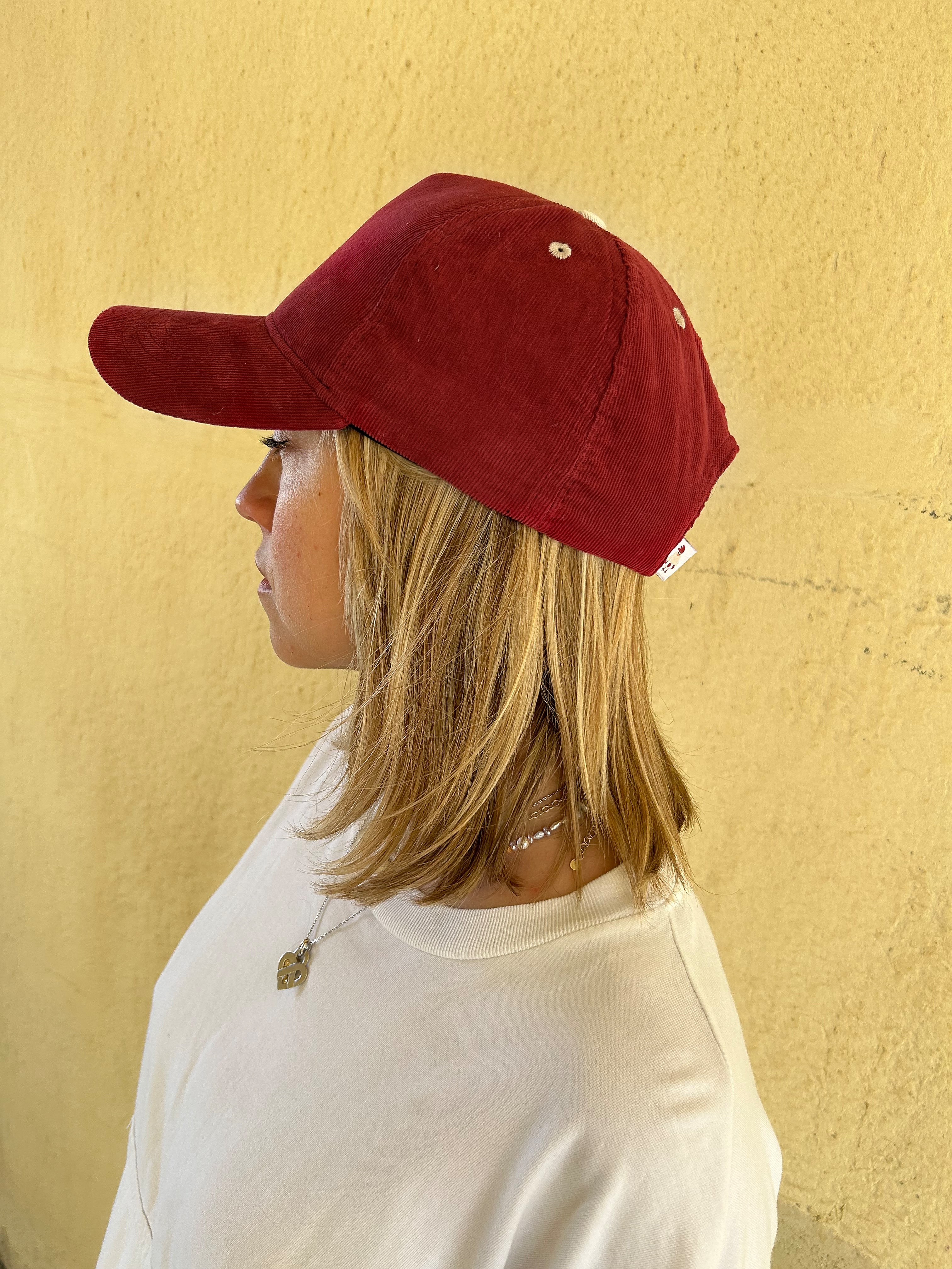 Casquette velours Bordeaux